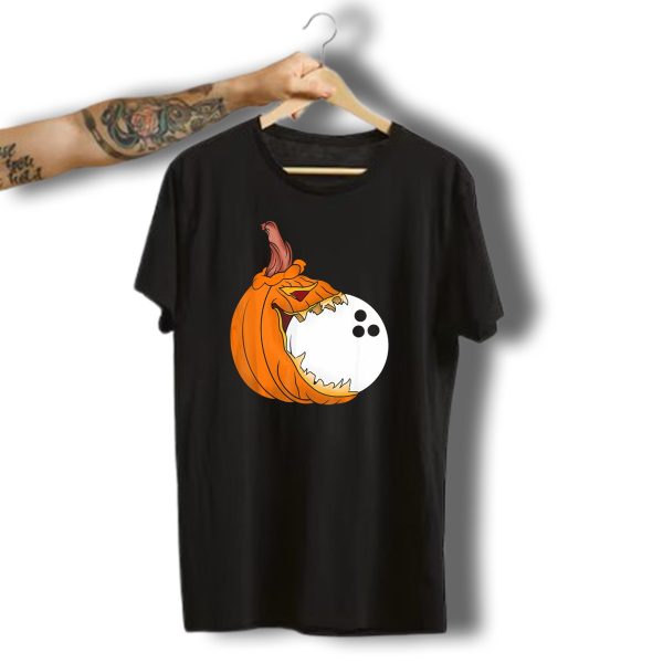 Pumpkin Carving Eating Bowling Ball Halloween Fun T Shirt t shirt 1