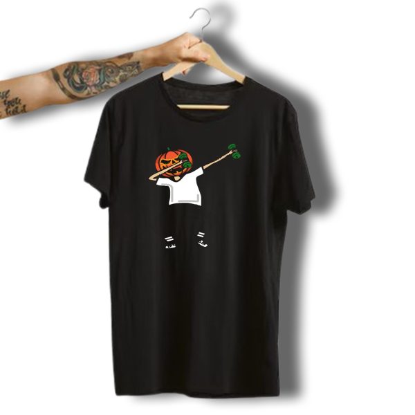 Pumpkin Dab Fitness Instructor 01 Halloween Workout With Dumbbells T Shirt t shirt 1