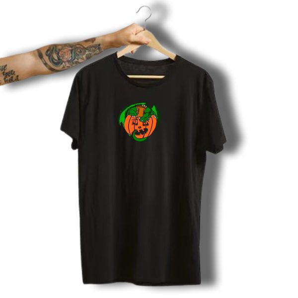 Pumpkin Dragon Halloween Creature With Green Decor Elements T Shirt t shirt 1
