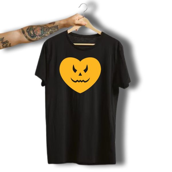 Pumpkin Face Yellow Heart Halloween Scare T Shirt t shirt 1