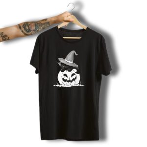 Pumpkin Halloween Black Cat Witch Hat Jack Olantern T-Shirt