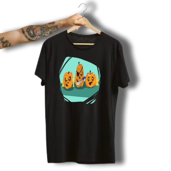 Pumpkin Halloween Knife Candle Creepy Jack O Lantern Trio T Shirt t shirt 1