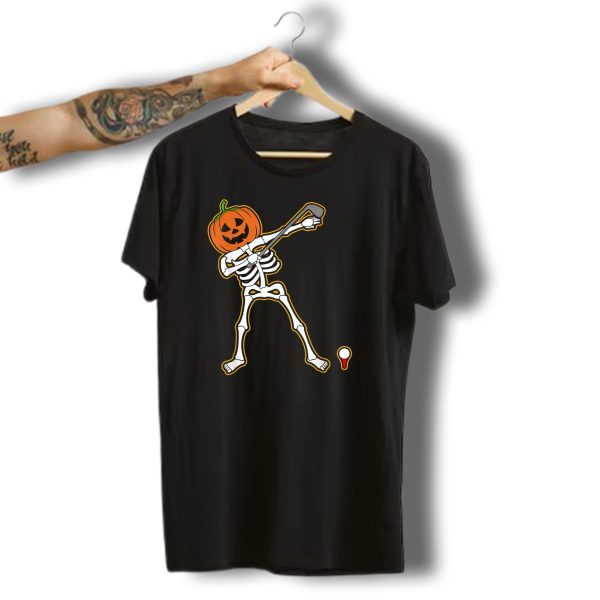 Pumpkin Head Skeleton Dabbing Golfer Halloween Golfing Fun T Shirt t shirt 1