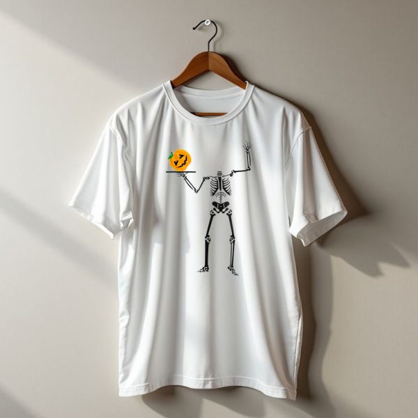 Pumpkin Head Skeleton Funny Halloween Chef Holding Jack O Lantern T Shirt 1 t shirt 1