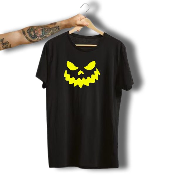 Pumpkin Jack O Lantern Face Scary Yellow Eyes And Mouth Halloween T Shirt t shirt 1