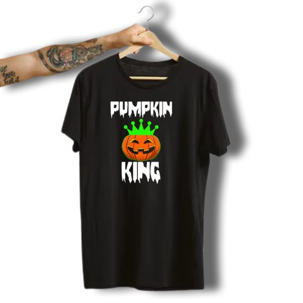 Pumpkin King Funny Halloween Horror Scary Icon With Crown And Jack O Lantern Face T Shirt t shirt 1