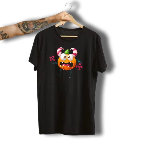 Pumpkin Monster Comic Cool Candy Horns Halloween T Shirt t shirt 1