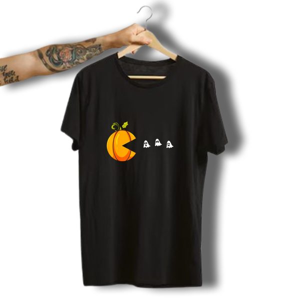Pumpkin Pac Man Chomping Ghosts Halloween T Shirt t shirt 1