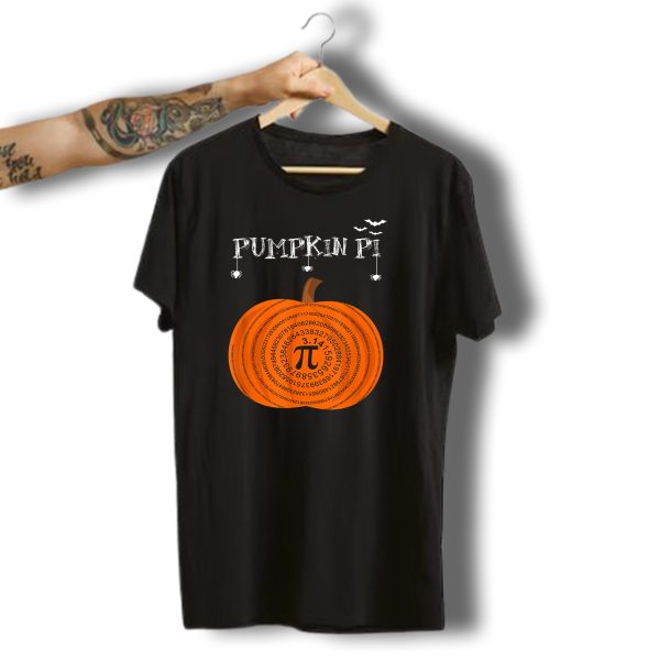 Pumpkin Pi Halloween Math Teachers Pumpkin With Pi Symbol And Bats T Shirt t shirt 1