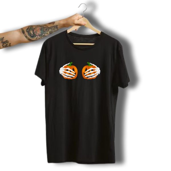 Pumpkin Skeleton With Bone Hands Halloween T Shirt t shirt 1