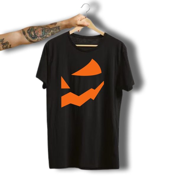 Pumpkin Slice Geometric Black Orange Minimalist Halloween Face T Shirt t shirt 1