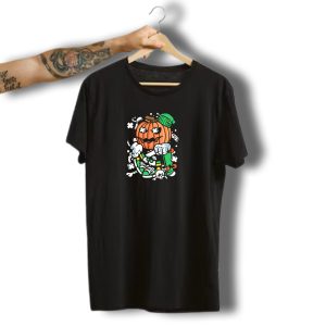 Pumpkins Skater Halloween Skateboarding Skeleton T-Shirt