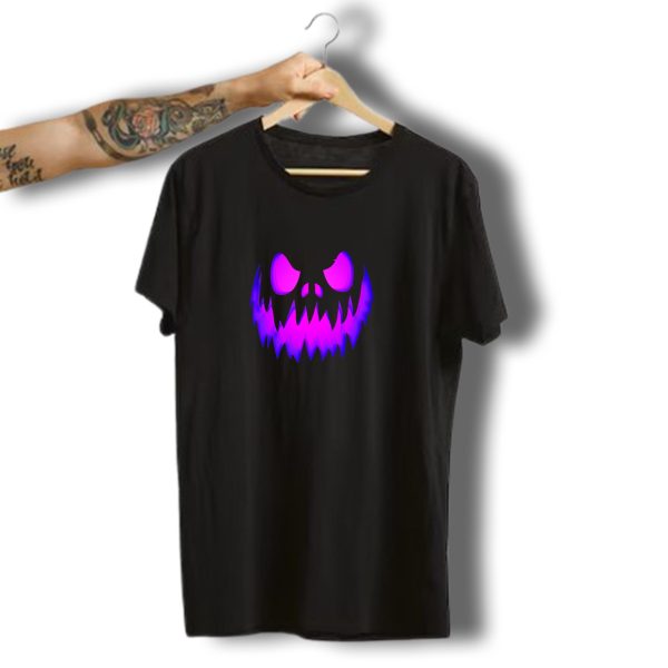 Purple Ghost Face Glowing Halloween Jack O Lantern T Shirt t shirt 1
