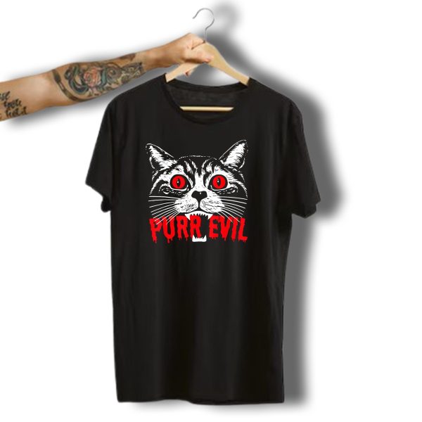 Purr Evil Satanic Cat Red Eyes Halloween T Shirt t shirt 1