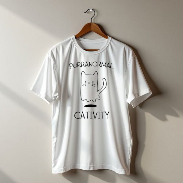 Purranormal Cativity Halloween Ghost Cat Kitten T Shirt t shirt 1 1