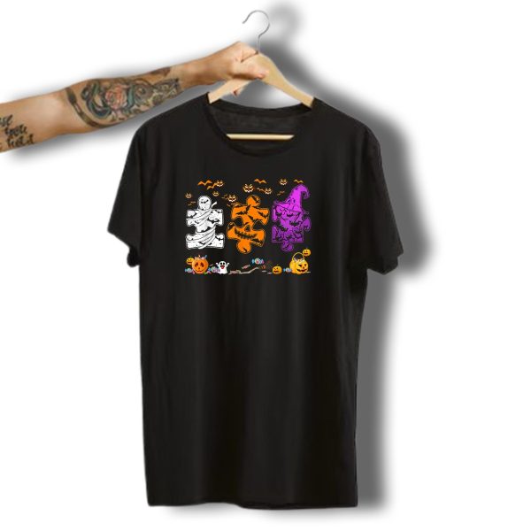 Puzzle Piece Mummy Pumpkin Witch Autism Awareness Halloween T Shirt 1 t shirt 1