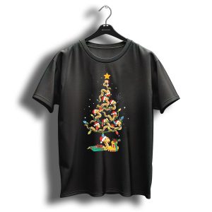 Python Snake Christmas Tree With Santa Hats And Colorful Lights T Shirt