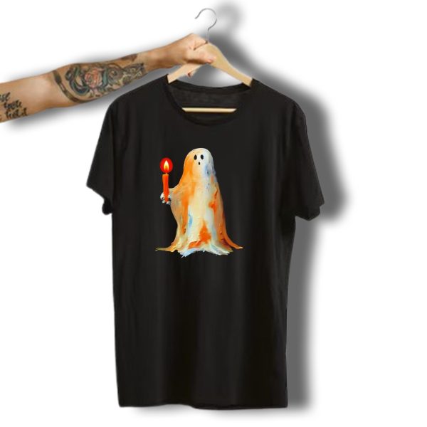 Quality Halloween Candle Holding Ghost T Shirt t shirt 1