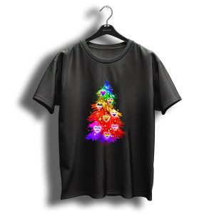 Queer On Christmas Planting Pride And Love Rainbow Christmas Tree Hearts T-Shirt