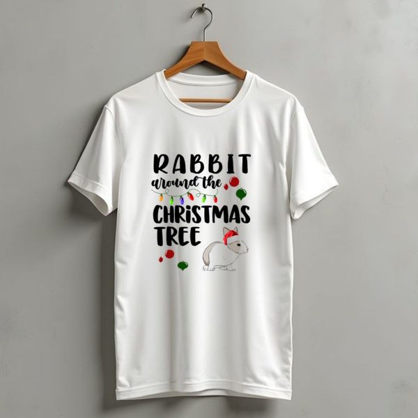 Rabbit Around The Christmas Tree Festive Lights And Ornaments T Shirt 1 t shirt 1