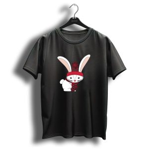 Rabbit Christmas Baby Lovely Warm Beautiful Holiday Scarf And Hat T-Shirt
