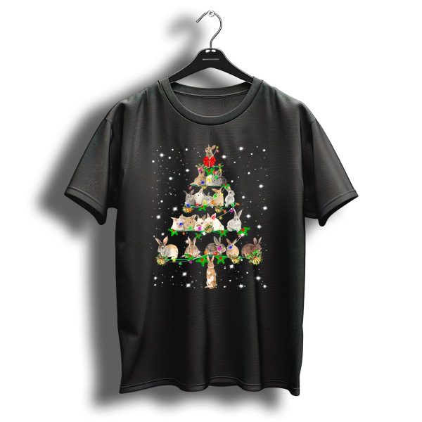 Rabbit Christmas Tree With Festive Ornaments And Stars T Shirt 1 t shirt 1