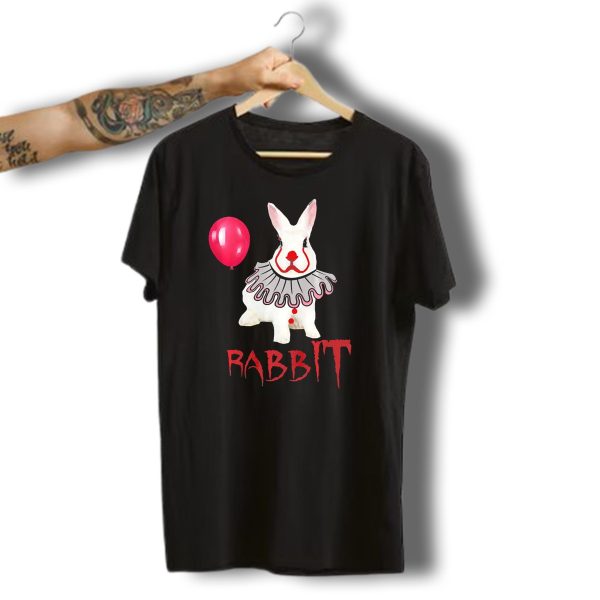Rabbit It Clown Horror With Red Balloon Halloween Day T Shirt t shirt 1