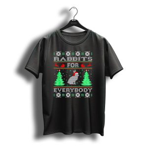 Rabbits For Everybody Christmas Trees And Santa Sleigh T-Shirt