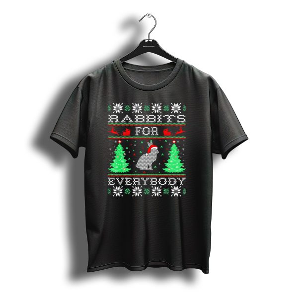 Rabbits For Everybody Christmas Trees And Santa Sleigh T Shirt t shirt 1