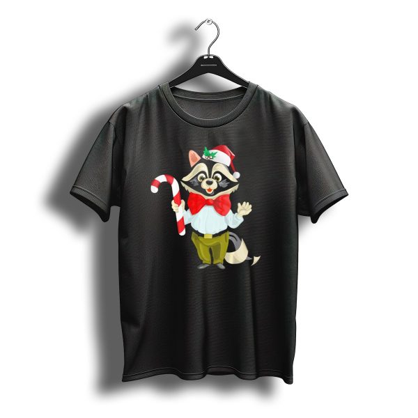 Raccoon Christmas Santa Hat Candy Cane Wild Trash Panda Spirit T Shirt t shirt 1