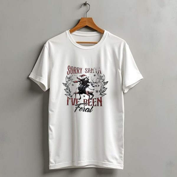 Raccoon Riding Reindeer Sorry Santa Ive Been Feral Christmas T Shirt 1 t shirt 1