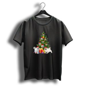 Ragdoll Cat Faces On Christmas Tree With Santa Hats And Presents T Shirt