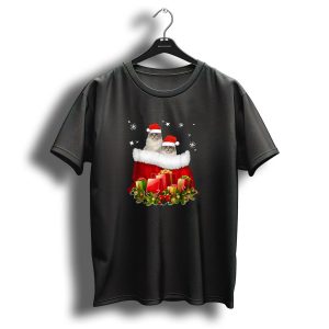 Ragdoll Kittens In Santa Hats With Christmas Gift Bag And Snowflakes T Shirt