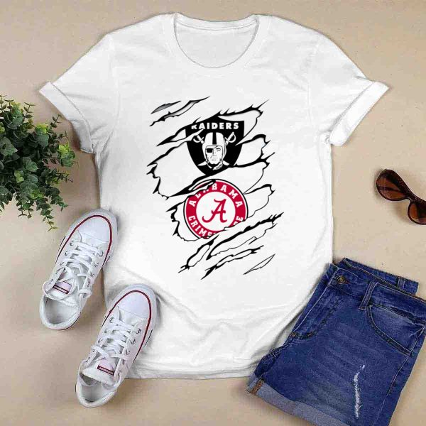 Raiders Alabama Crimson Tide Logo Mashup T Shirt Style 1 0