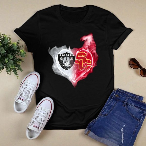 Raiders USC Trojans Heart Logo Fusion T Shirt 1 1