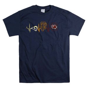 Rams Giants Gamecocks Heartbeat Love T-Shirt