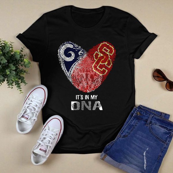 Rams USC Trojans Heart Fingerprint Its In My DNA T Shirt 1 1