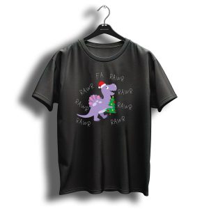 Rawr Fa Christmas Dino Trex Santa Hat T Shirt