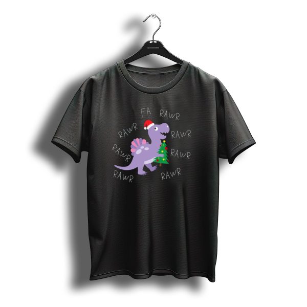 Rawr Fa Christmas Dino Trex Santa Hat T Shirt t shirt 1
