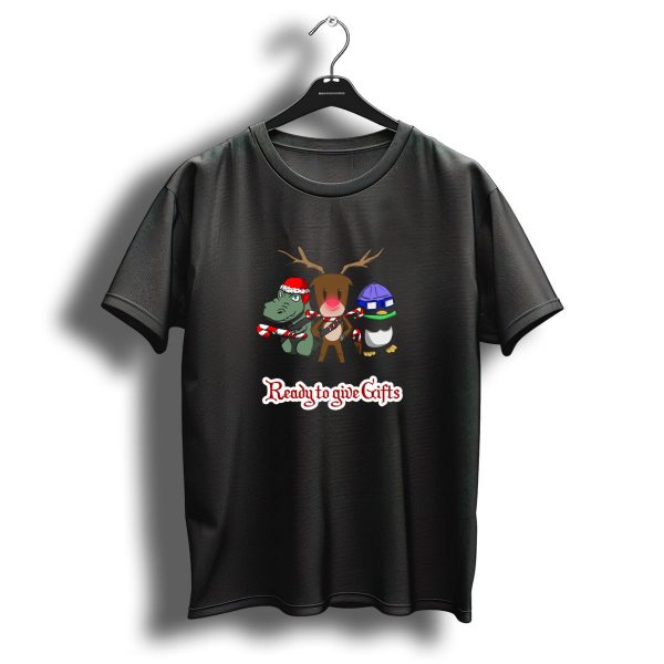 Ready To Give Gifts Reindeer Dinosaur Penguin Christmas T Shirt 1 t shirt 1
