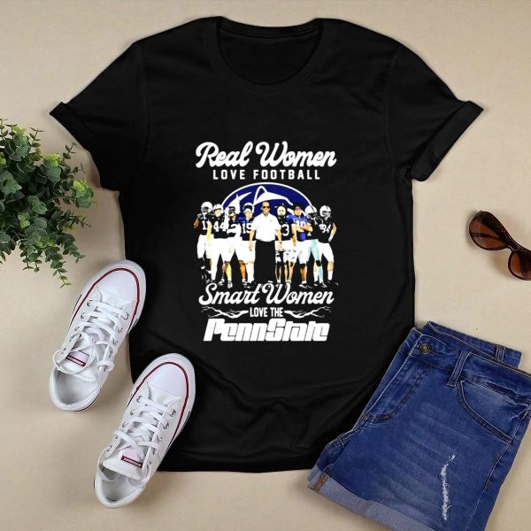 Real Women Love Football Smart Women Love The Penn State Nittany Lions T Shirt Black 1