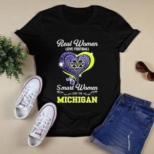 Real Women Love Football Smart Women Love The Michigan Wolverines Heart T-Shirt
