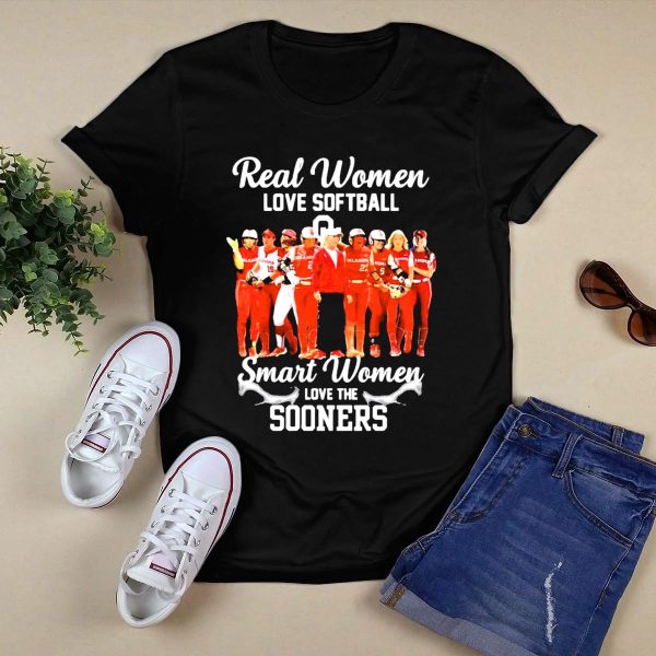 Real Women Love Softball Smart Women Love The Oklahoma Sooners T Shirt 1