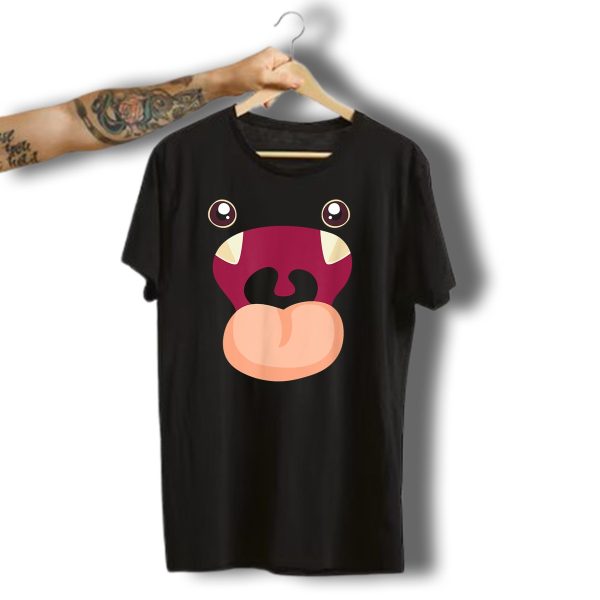 Red Monster Face With Big Eyes Funny Matching Halloween T Shirt t shirt 1