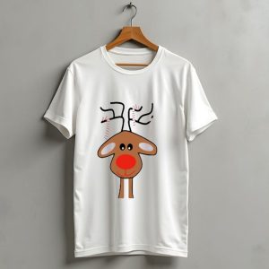 Red Nose Christmas Reindeer With Candy Cane Antlers T Shirt