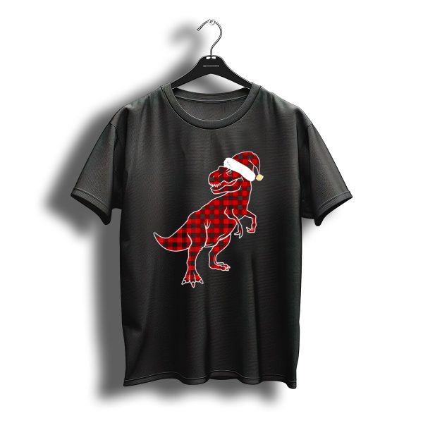 Red Plaid Dinosaur Santa Hat Christmas Buffalo Matching Family T Shirt t shirt 1