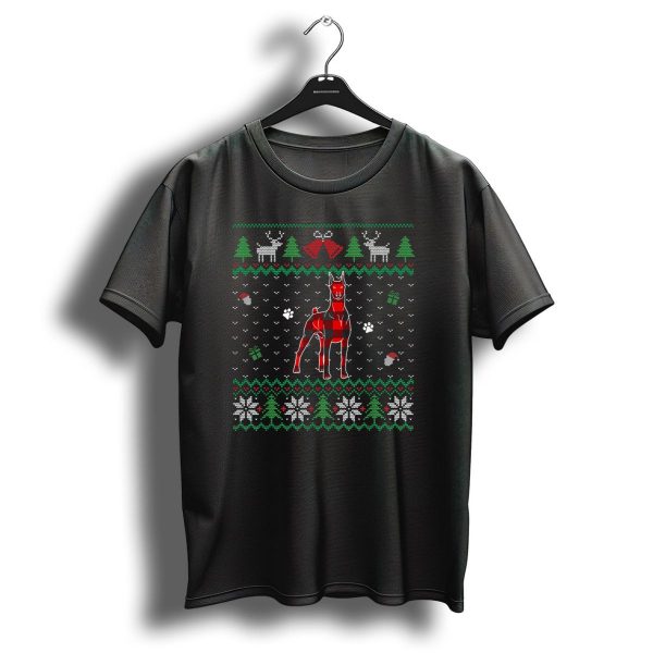 Red Plaid Doberman Dog Ugly Christmas T Shirt 1 t shirt 1