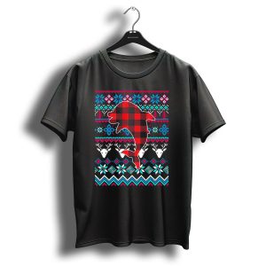Red Plaid Dolphin Funny Merry Christmas T-Shirt