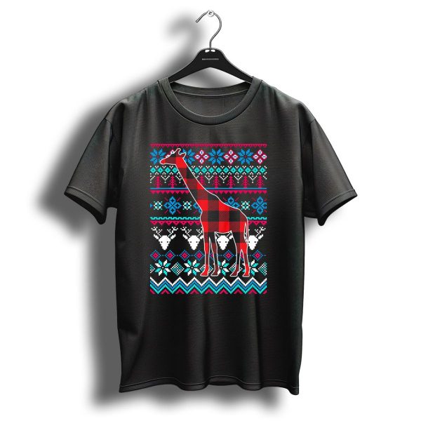 Red Plaid Giraffe Funny Merry Ugly Christmas T Shirt 1 t shirt 1
