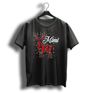 Red Plaid Reindeer Mimi Christmas Buffalo T Shirt